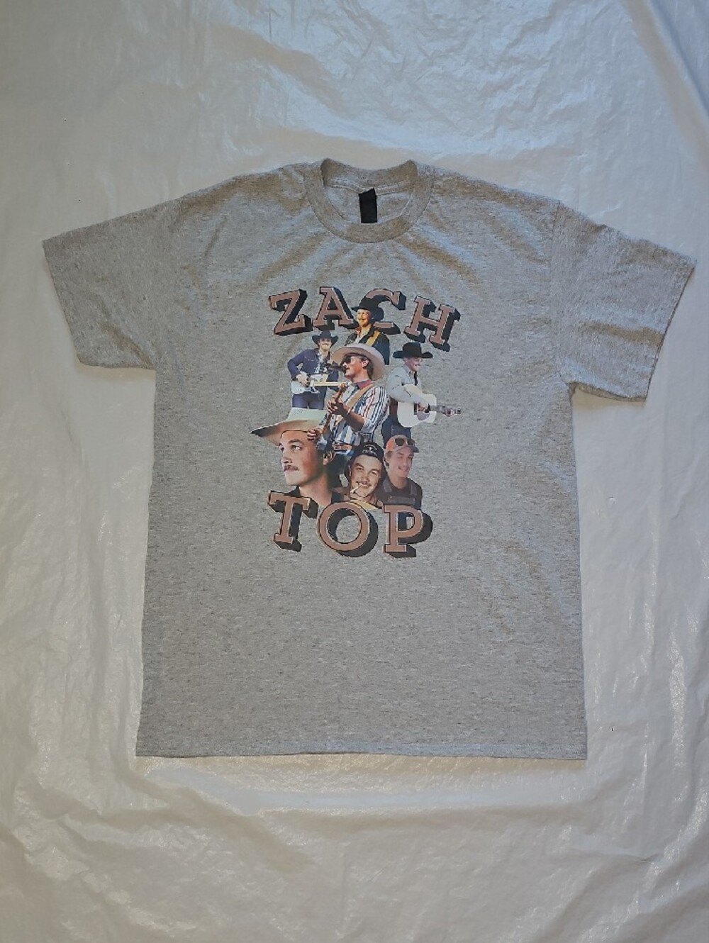 ZACH TOP Adult Medium Graphic Gray Crew Neck Short Sleeves T-Shirt Used